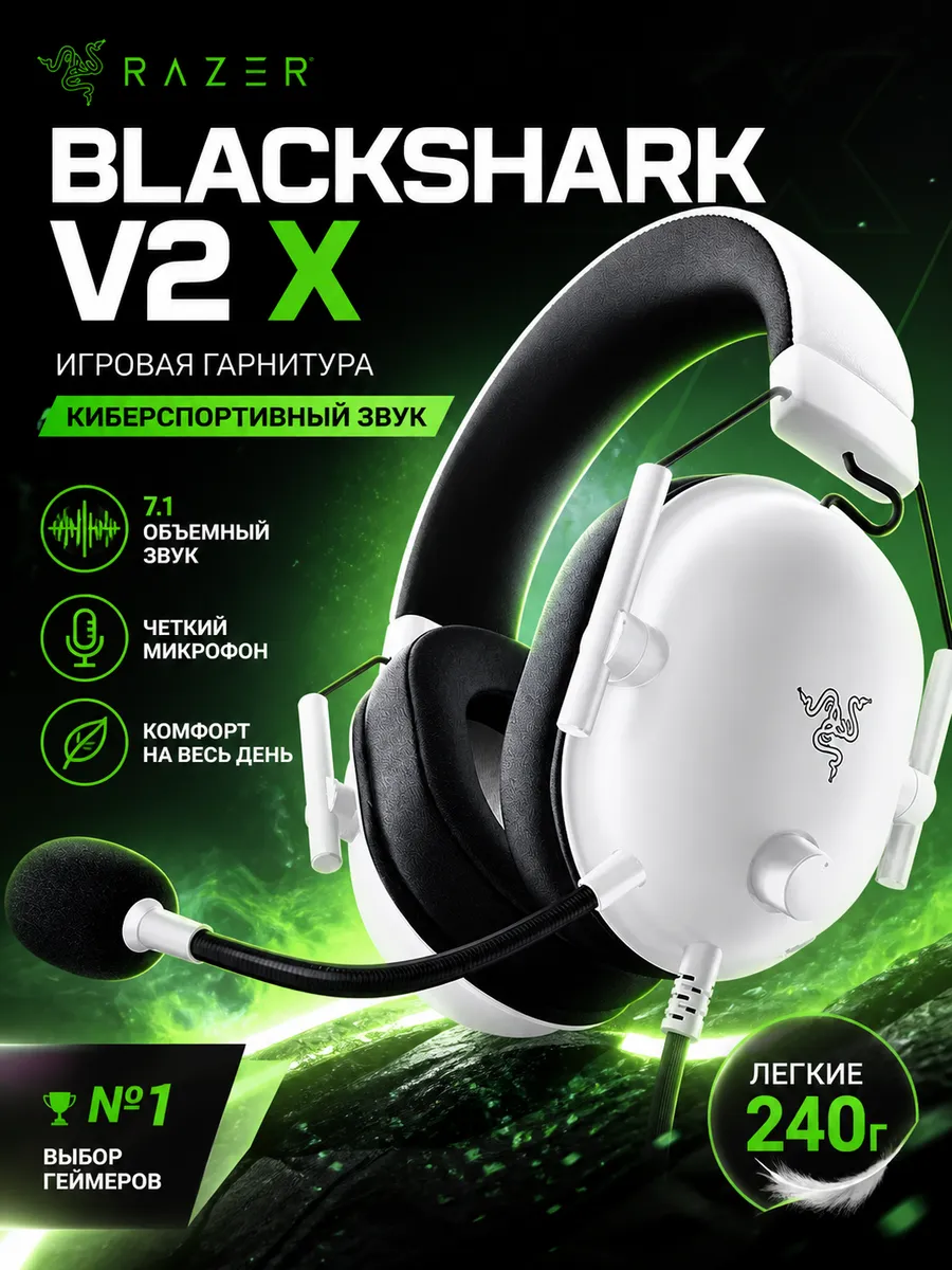 Игровые Наушники Razer BlackShark V2X Белые