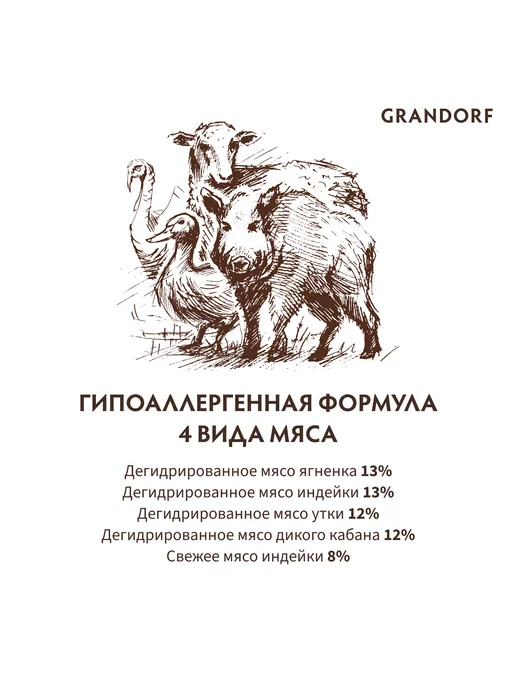 Сухой корм Grandorf' Вида для собак, мелкие, мясо, 8 кг, фото 3