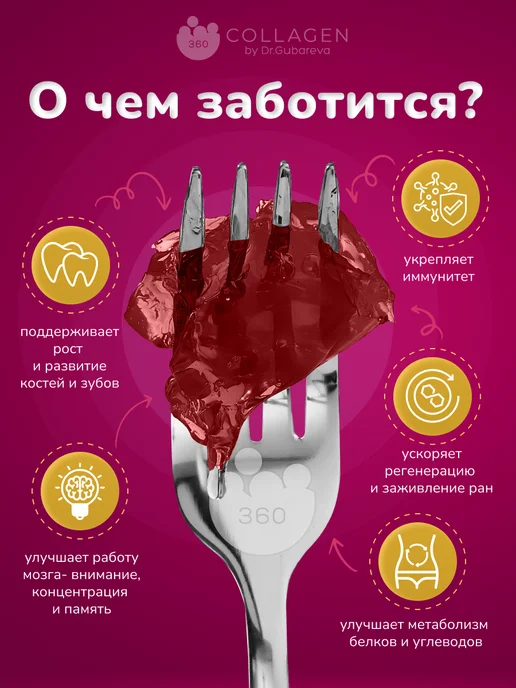 360 Collagen by Dr. Gubareva Пептидный коллаген желе со вкусом граната, вариант, фото 2