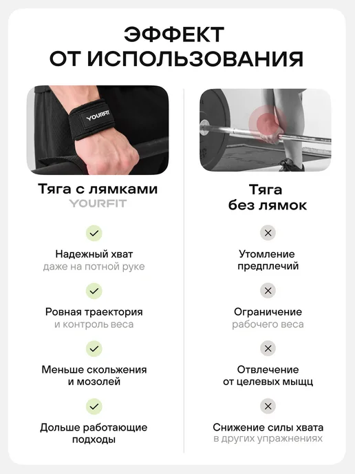 YourFit Лямки спортивные для становой тяги, черный, фото 6