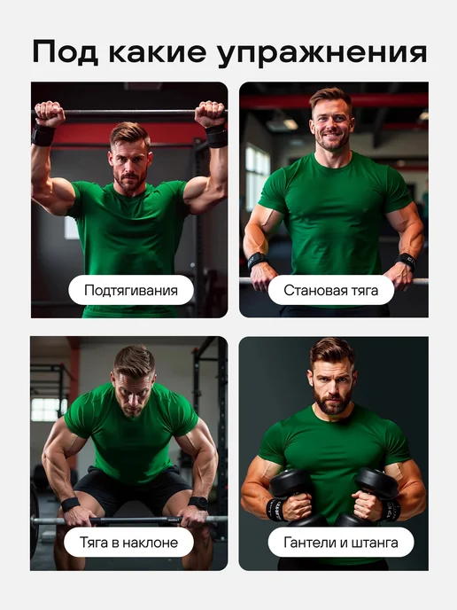 YourFit Лямки спортивные для становой тяги, зеленый, фото 5
