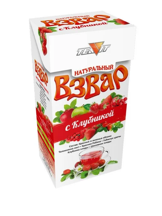 ТИАВИТ Взвар клубника без сахара 3 пачки по 100 г, 100 г, фото 2