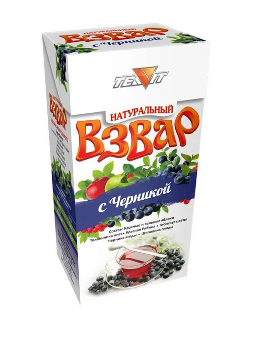 ТИАВИТ Взвар черника без сахара 3 пачки по 100 г, 100 г, фото 2