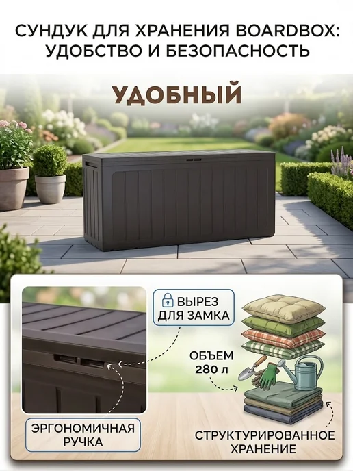 Сундук садовый WOODEBOX 280 L, 280 л, фото 2