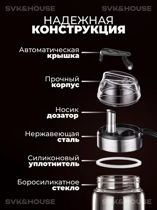 КА-Дом Бутылка дозатор для масла и соусов, черный, фото 2