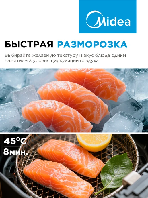 Midea Аэрогриль MAF-1065, 6.5 л, 10 программ, 6,5 л, фото 6
