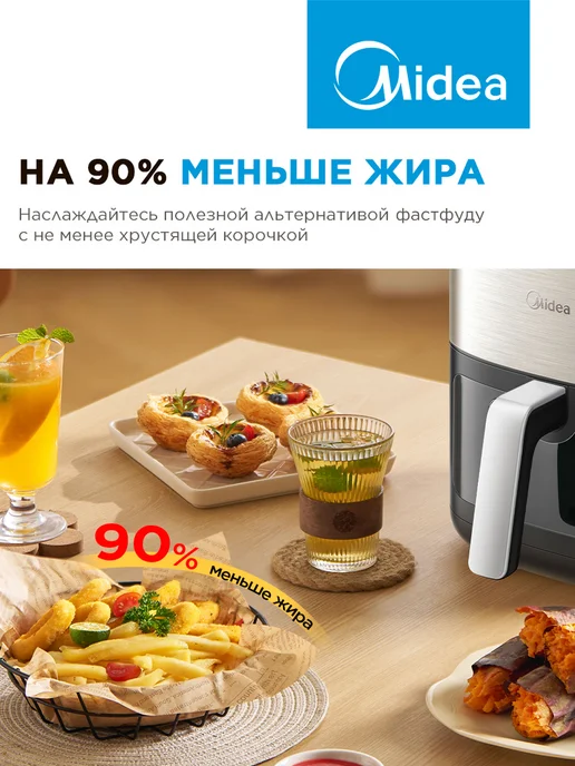 Midea Аэрогриль MAF-1065, 6.5 л, 10 программ, 6,5 л, фото 8