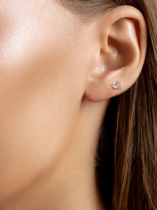 Vesna jewelry Лабрет в ухо классика золото 585 фианит, золотой, фото 2
