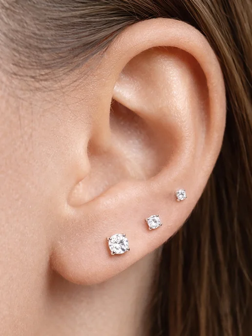Vesna jewelry Лабрет в ухо классика золото 585 фианит, золотой, фото 5