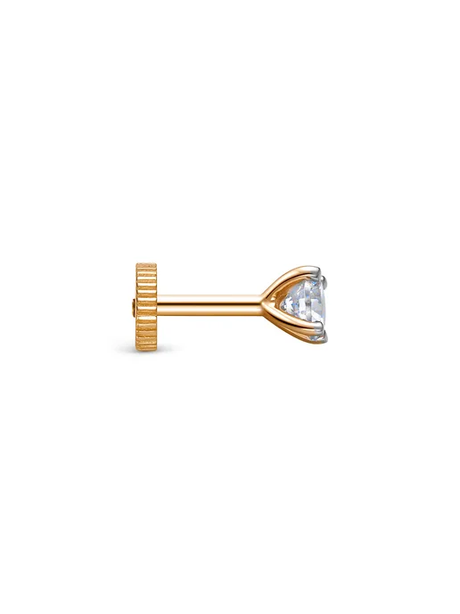 Vesna jewelry Лабрет в ухо классика золото 585 фианит, золотой, фото 6