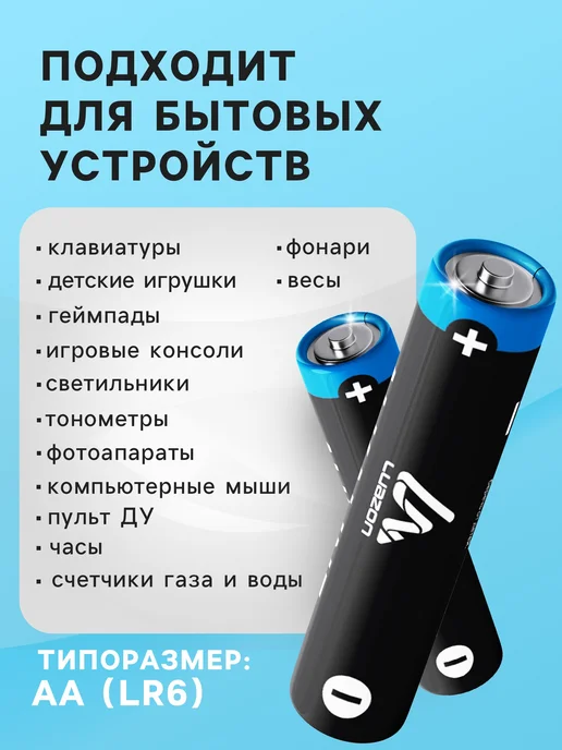 Luazon Home Алкалиновая батарейка AA 1.5V 4 шт спайка надежная энергия, 4 шт, фото 2