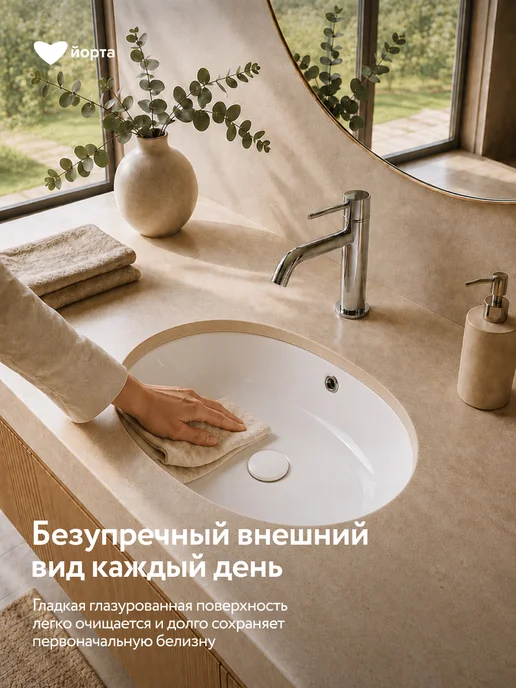 Йорта Раковина в ванную встраиваемая снизу, врезная, фото 6