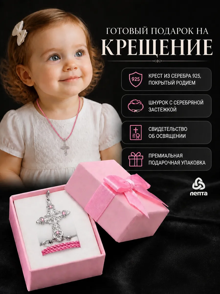 Серебряный крестильный набор 925, освящено