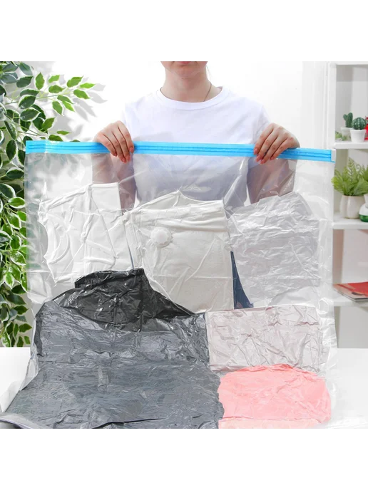 Доляна Вакуумный пакет для хранения вещей 70x110 см с клапаном, 70x110 см, фото 2
