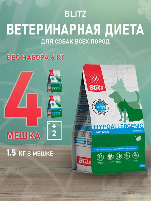 Сухой корм BLITZ Hypoallergenic для собак, 1,5 кг