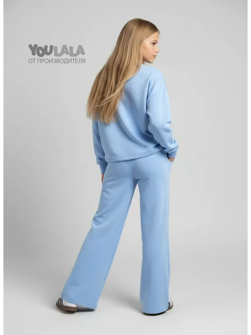 YOULALA Костюм школьный для девочки, спортивный с брюками палаццо, фото 3