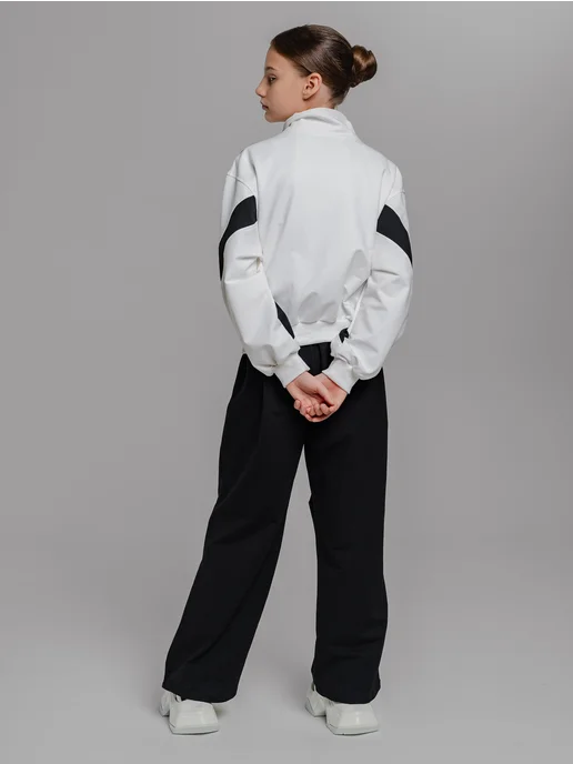 SUPRUNOV KIDS Костюм трикотажный y2k на молнии в школу, черный, фото 4