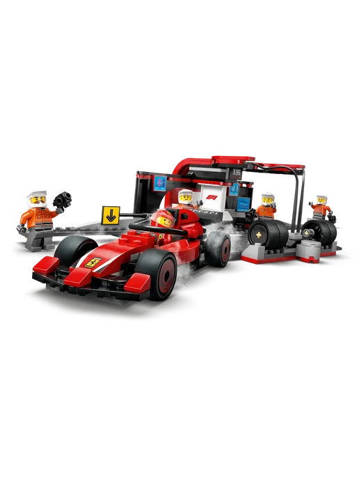 LEGO City Пит-стоп и механики с болидом Ferrari F1 60443, красный, фото 2