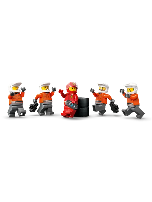 LEGO City Пит-стоп и механики с болидом Ferrari F1 60443, красный, фото 4