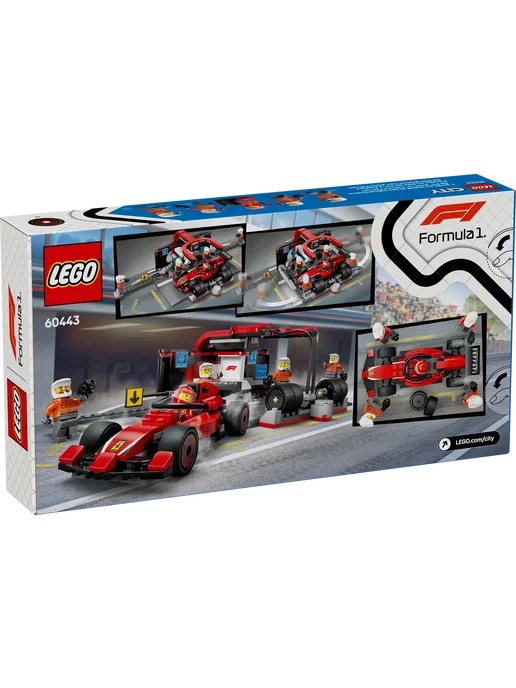 LEGO City Пит-стоп и механики с болидом Ferrari F1 60443, красный, фото 6