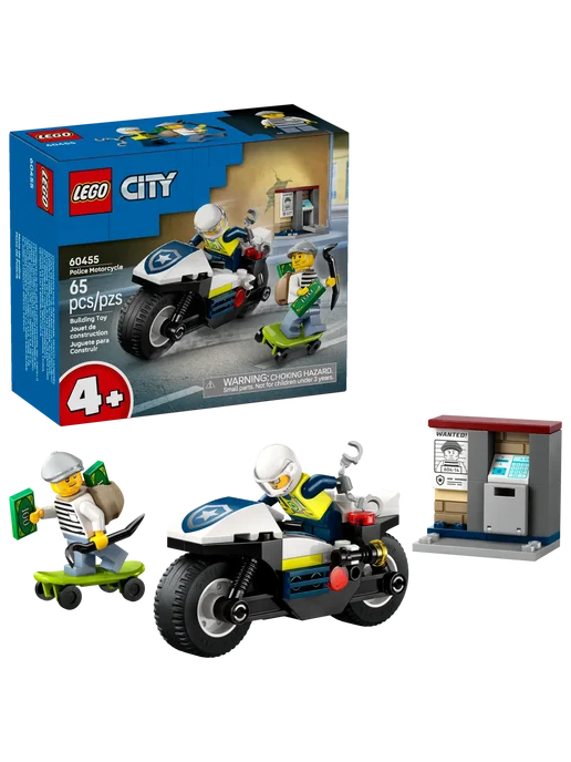 LEGO City Погоня на полицейском мотоцикле 60455, белый