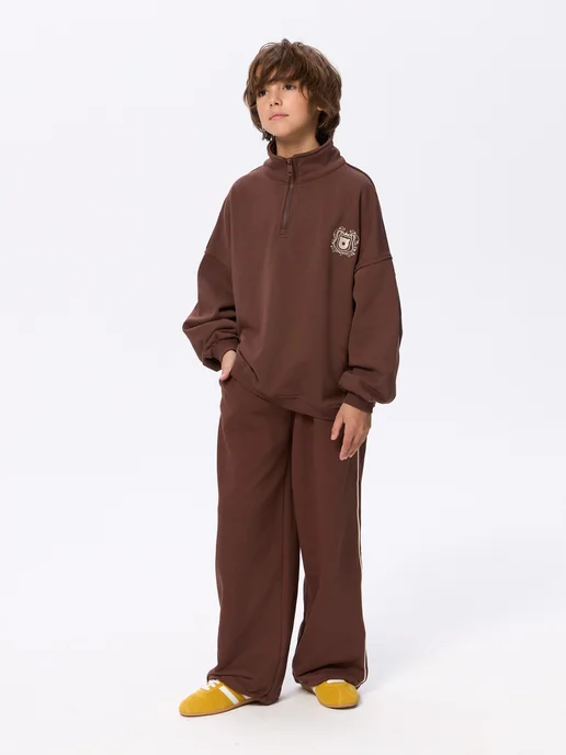 OZITI KIDS Костюм с брюками палаццо, коричневый, фото 2