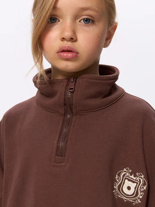 OZITI KIDS Костюм с брюками палаццо, коричневый, фото 3
