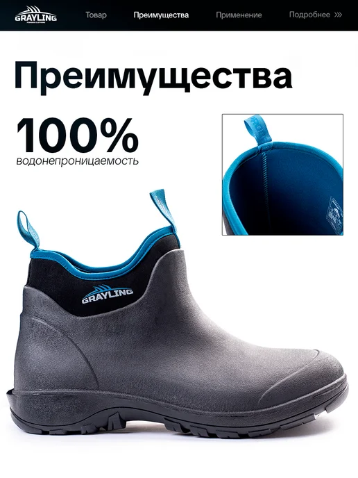 NOVATEX Сапоги резиновые весенние короткие рыбацкие Риф, синий, фото 2