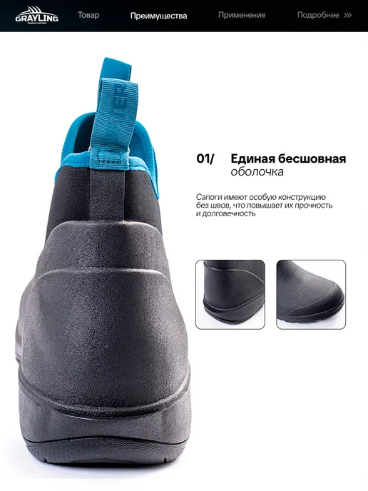 NOVATEX Сапоги резиновые весенние короткие рыбацкие Риф, синий, фото 6