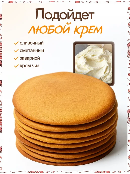 Декор торта + Коржи для торта. Медовые 15 см * 7шт, 10 шт, фото 4