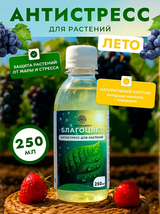БОТАНИКО Весенний антистресс для растений на основе янтарной кислоты, 250 мл
