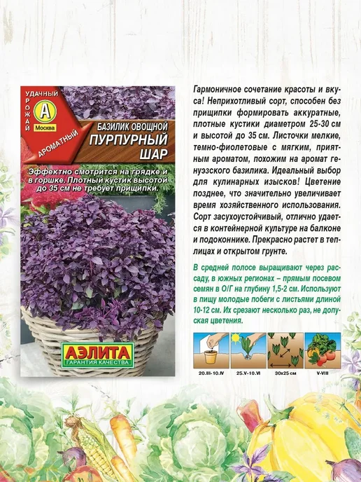 Агрофирма АЭЛИТА Семена Базилика 10 сортов, вариант, фото 3