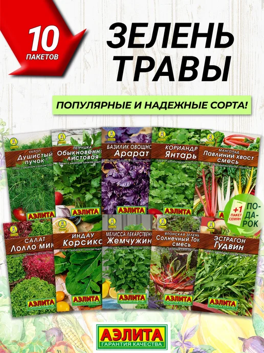 Агрофирма АЭЛИТА Семена Зелени и Пряных трав для огорода 10 шт, 10 шт