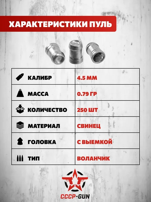 Квинтор Пули пневматические Гамма 4.5 мм (250 шт, 0.79 г), 250 шт, 0,79 г, фото 3