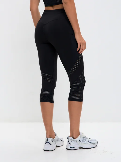 ROWAN BERRY Спортивные капри для фитнеса с карманами, черный, фото 3