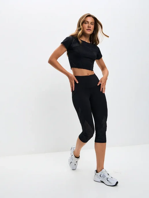 ROWAN BERRY Спортивные капри для фитнеса с карманами, черный, фото 4