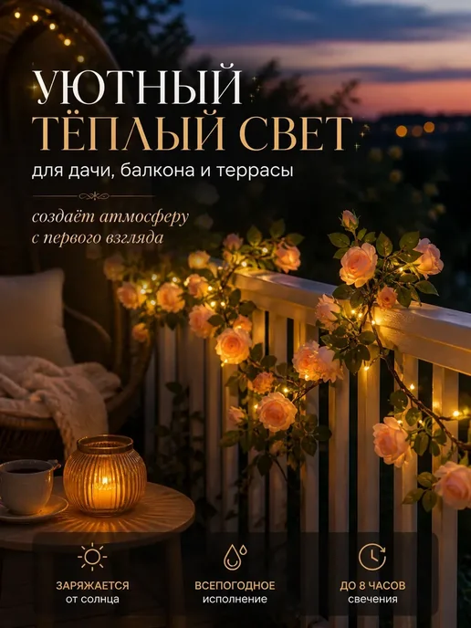 Садовникъ Гирлянда уличная интерьерная на солнечной батарее 3 метра, 3 м, фото 7