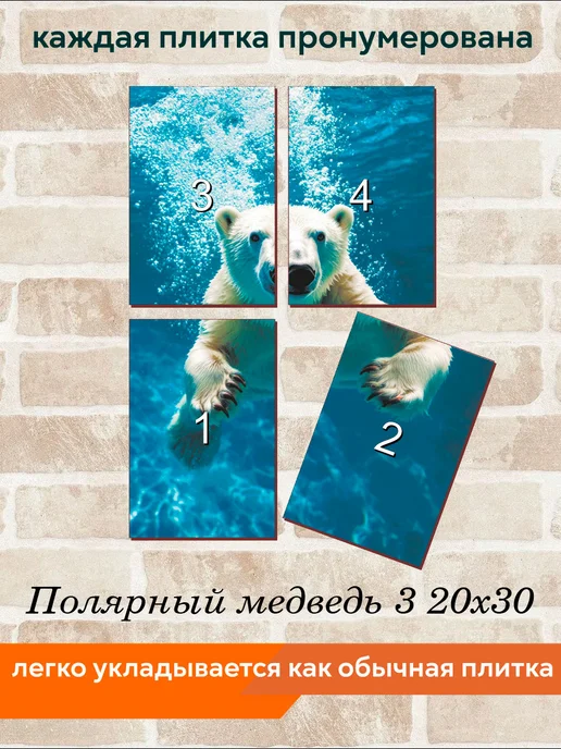 fres-co Панно из керамической плитки Полярный медведь 3 20х30, 20x30, фото 4