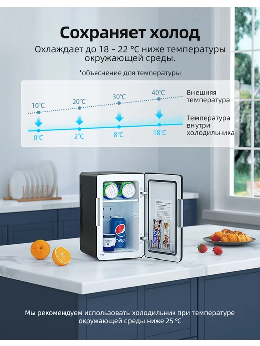 AstroAI Мини-холодильники для продуктов и напитков в авто 6 литров, черный, фото 3