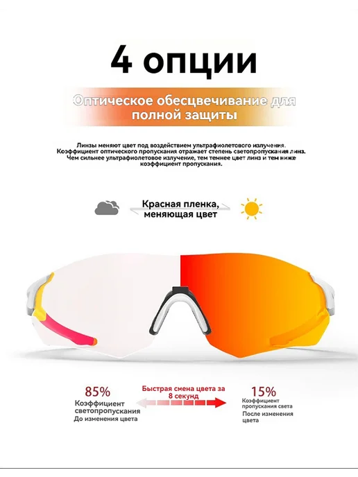 Двухрежимные ветрозащитные очки для активного отдыха, белый, фото 2