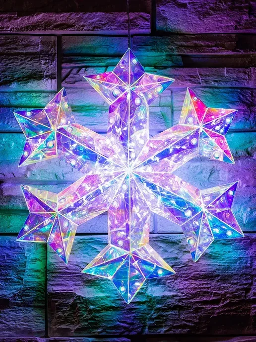 christmas Фигура новогодняя светодиодная СНЕЖИНКА (6939-4) 25 см, белый, фото 5