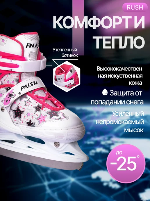 RUSH ACTION Коньки раздвижные, белый, фото 4