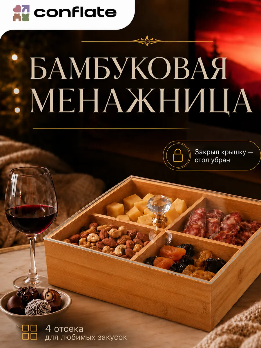 Менажница с крышкой деревянная