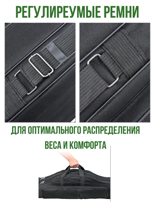 FISHER PRO Чехол для удочек 120 см 3 отделения, черный, фото 5