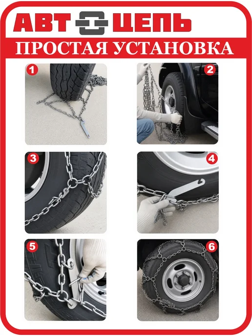 Автоцепь 265 70R16 Цепи противоскольжения "сота" 6мм (компл-2шт), 2 шт, фото 4