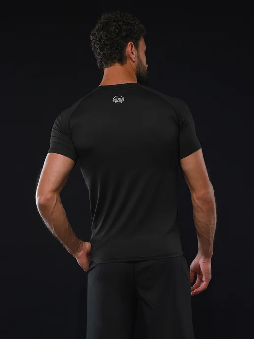 SPORT GEAR Футболка спортивная обтягивающая рашгард, черный, фото 3