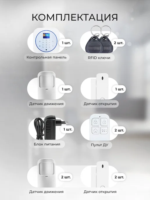 Ps-Link Комплект охранной GSM WIFI сигнализации G12W-4, вариант, фото 5
