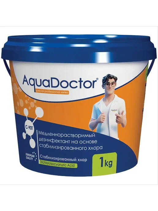 AquaDoctor Дезинфектант, 1кг, табл.200гр, на основе 90% активного хлора, 1 кг, фото 2