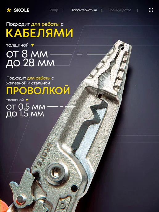 Многофункциональные клещи Skole 9в1, черный, фото 3