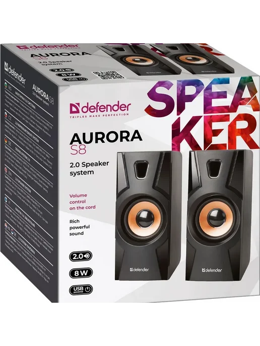DEFENDER Колонки для компьютера Aurora S8 2.0, 8 Вт 3.5мм, 8 Вт, фото 6